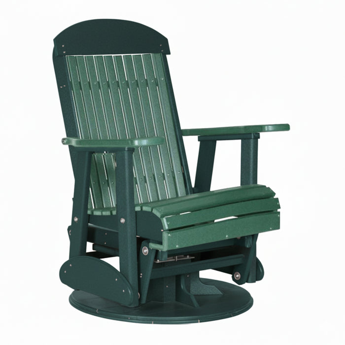 LuxCraft Green 2 foot Classic Highback Recycled Plastic Swivel Glider Chair With Cup Holder