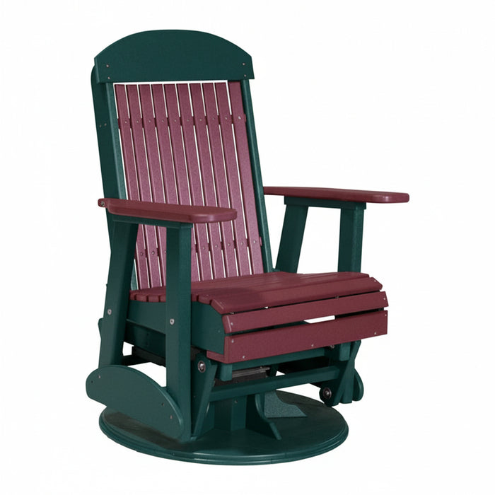 LuxCraft Cherrywood 2 foot Classic Highback Recycled Plastic Swivel Glider Chair With Cup Holder