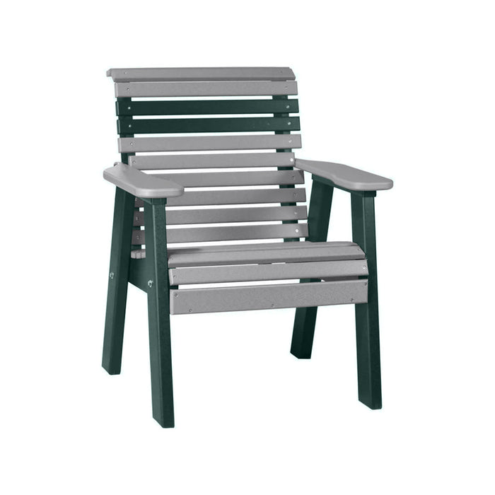 LuxCraft Gray 2' Rollback Recycled Plastic Chair With Cup Holder