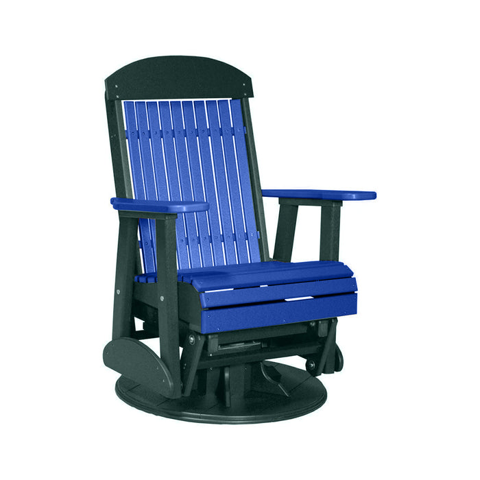 LuxCraft Blue 2 foot Classic Highback Recycled Plastic Swivel Glider Chair