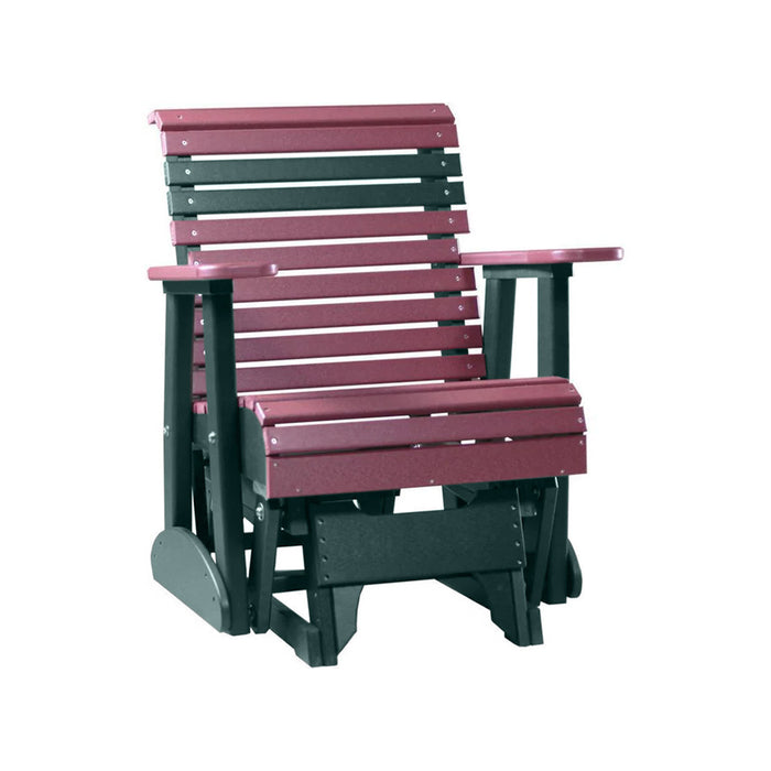 LuxCraft Cherry wood 2 foot Rollback Recycled Plastic Glider Chair With Cup Holder