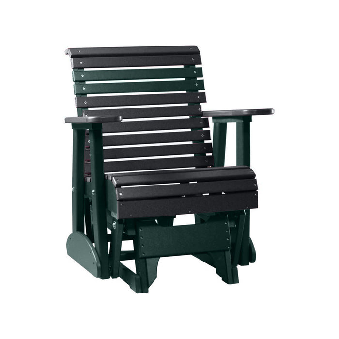 LuxCraft Black 2 foot Rollback Recycled Plastic Glider Chair With Cup Holder