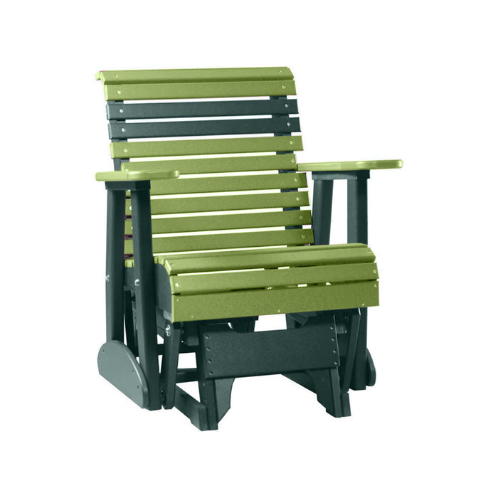 LuxCraft Lime Green 2 foot Rollback Recycled Plastic Glider Chair With Cup Holder