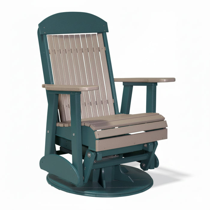 LuxCraft Weatherwood 2 foot Classic Highback Recycled Plastic Swivel Glider Chair