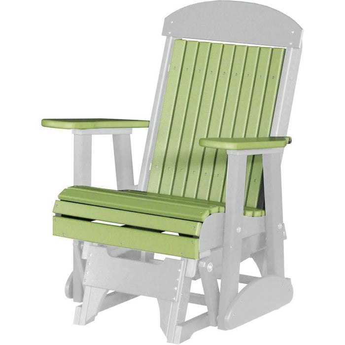 LuxCraft Lime Green 2 foot Classic Highback Recycled Plastic Glider Chair With Cup Holder