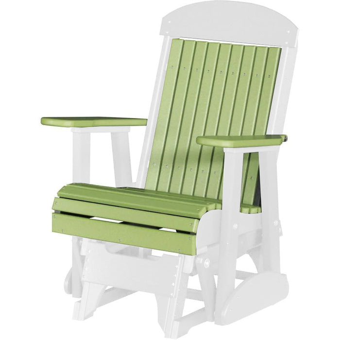 LuxCraft Lime Green 2 foot Classic Highback Recycled Plastic Glider Chair With Cup Holder