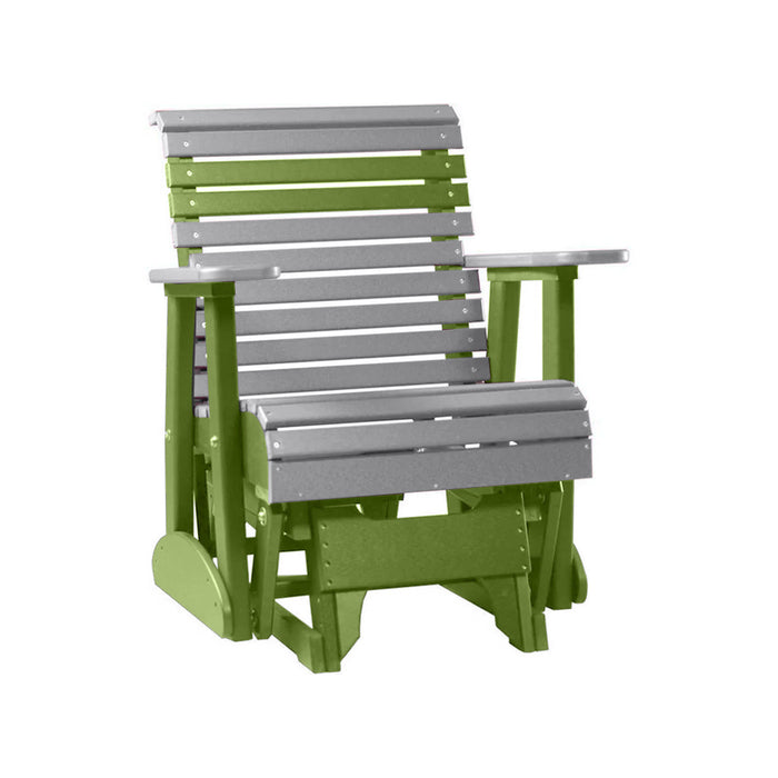 LuxCraft Gray 2 foot Rollback Recycled Plastic Glider Chair