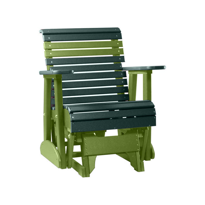 LuxCraft Green 2 foot Rollback Recycled Plastic Glider Chair With Cup Holder