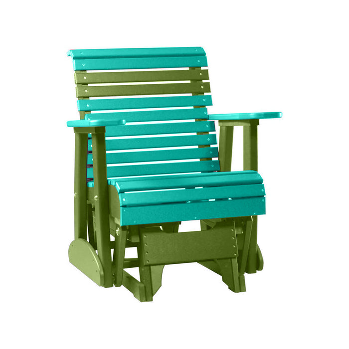 LuxCraft Aruba Blue 2 foot Rollback Recycled Plastic Glider Chair