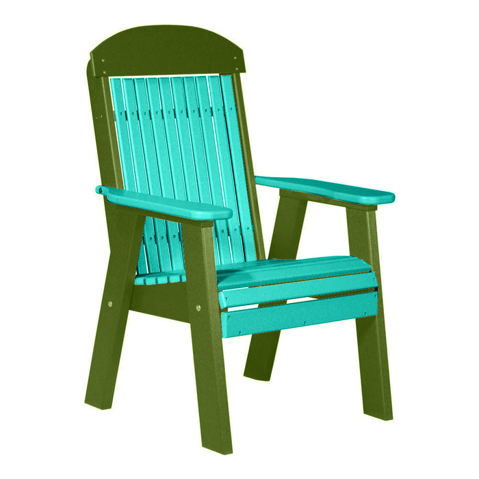 LuxCraft Aruba Blue 2' Classic Highback Recycled Plastic Chair With Cup Holder