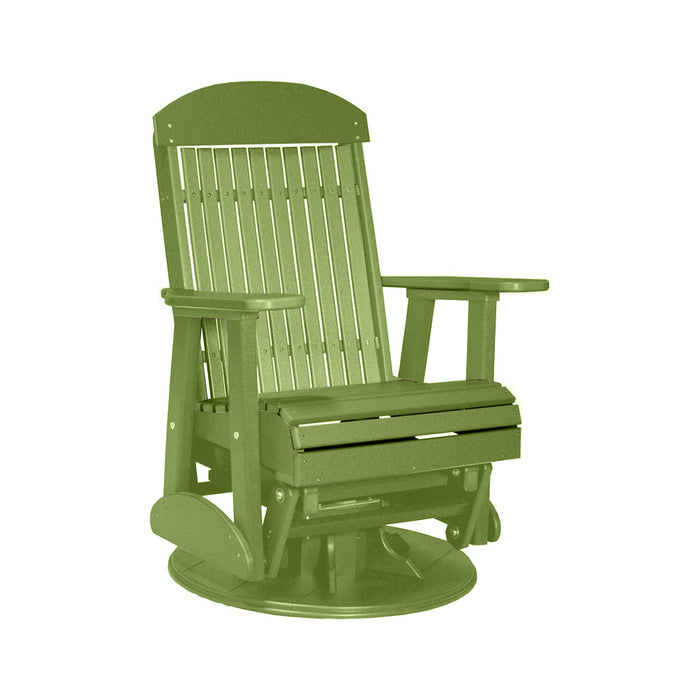 LuxCraft Lime Green 2 foot Classic Highback Recycled Plastic Swivel Glider Chair With Cup Holder