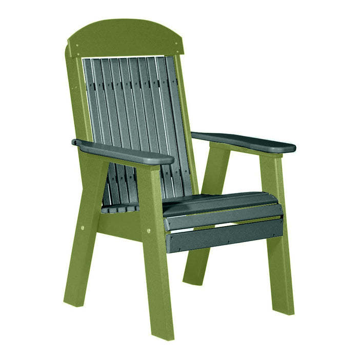 LuxCraft Green 2' Classic Highback Recycled Plastic Chair With Cup Holder