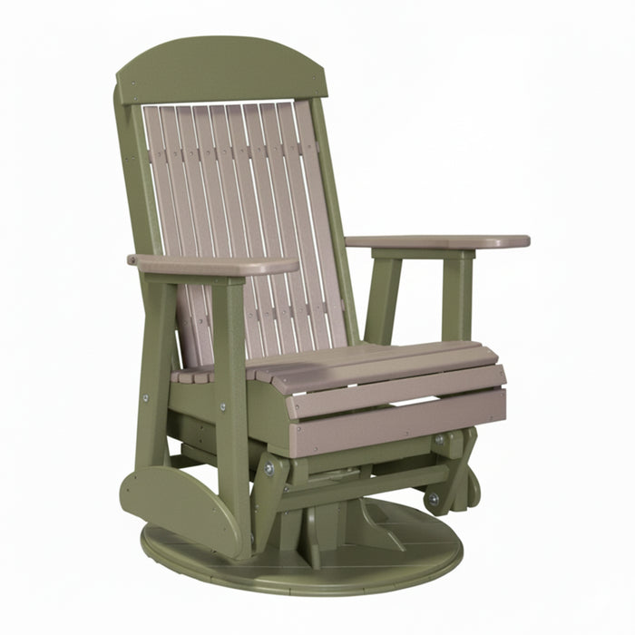 LuxCraft Weatherwood 2 foot Classic Highback Recycled Plastic Swivel Glider Chair