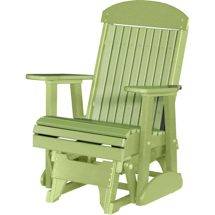 LuxCraft Lime Green 2 foot Classic Highback Recycled Plastic Glider Chair