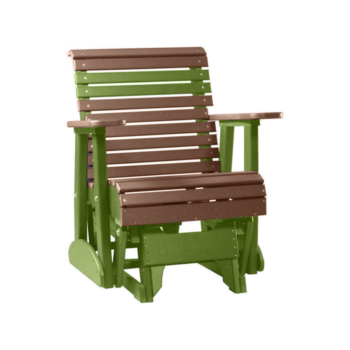 LuxCraft Antique Mahogany 2 foot Rollback Recycled Plastic Glider Chair With Cup Holder