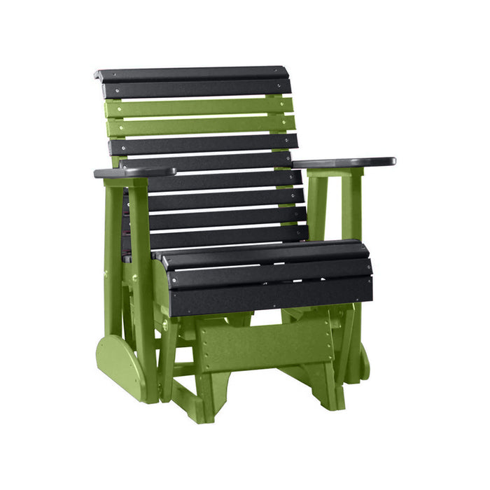 LuxCraft Black 2 foot Rollback Recycled Plastic Glider Chair With Cup Holder