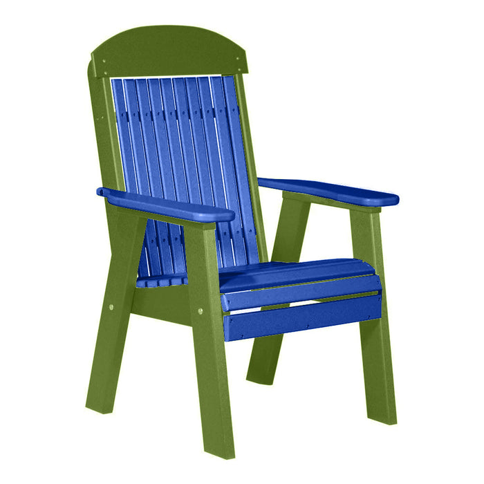 LuxCraft Blue 2' Classic Highback Recycled Plastic Chair With Cup Holder
