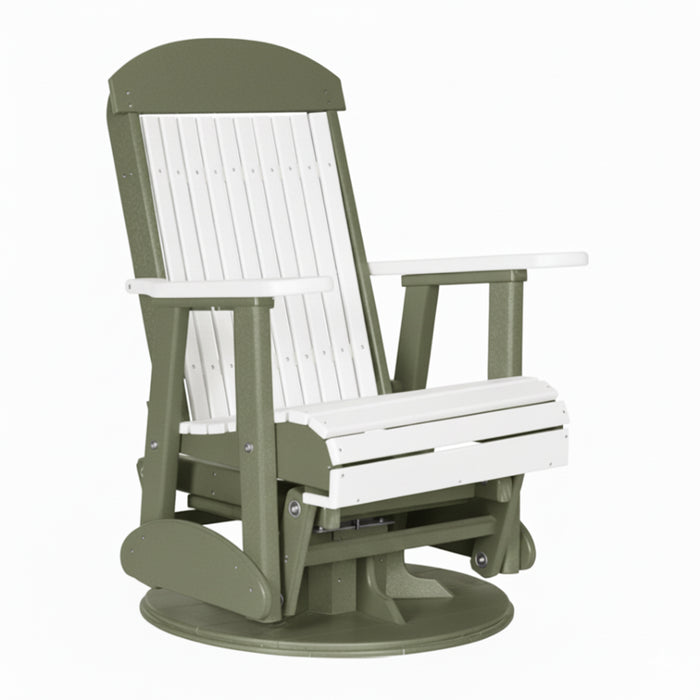 LuxCraft White 2 foot Classic Highback Recycled Plastic Swivel Glider Chair