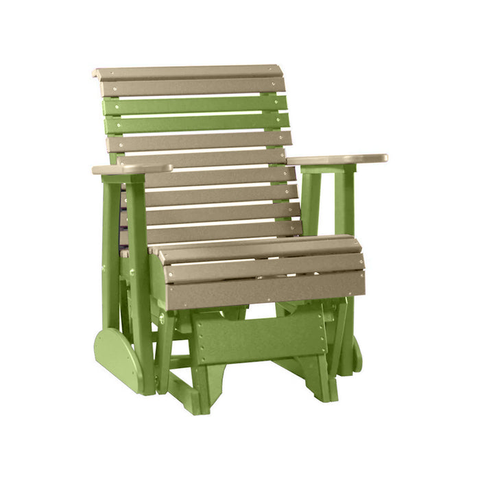 LuxCraft Weatherwood 2 foot Rollback Recycled Plastic Glider Chair With Cup Holder