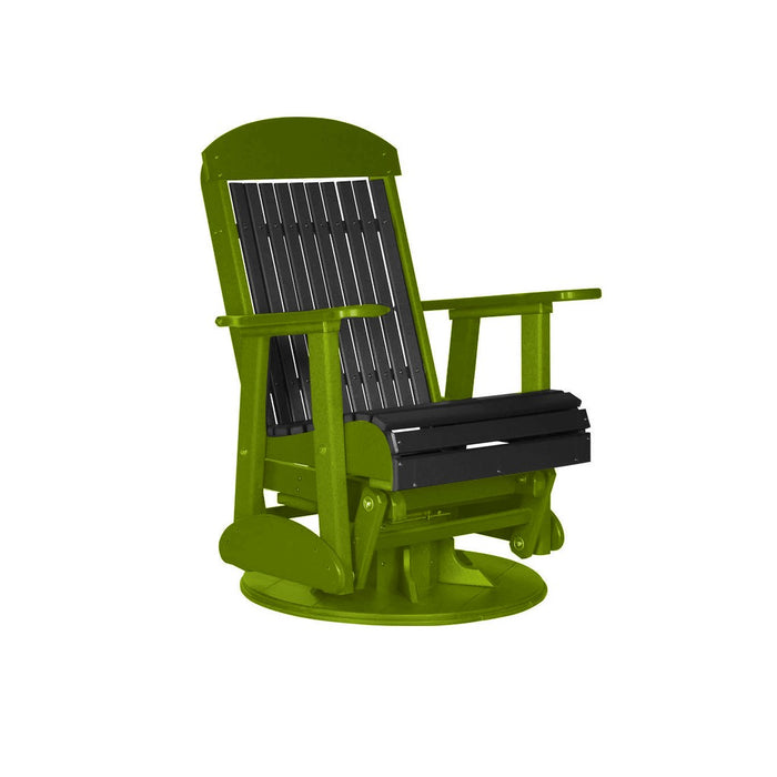 LuxCraft Black 2 foot Classic Highback Recycled Plastic Swivel Glider Chair With Cup Holder