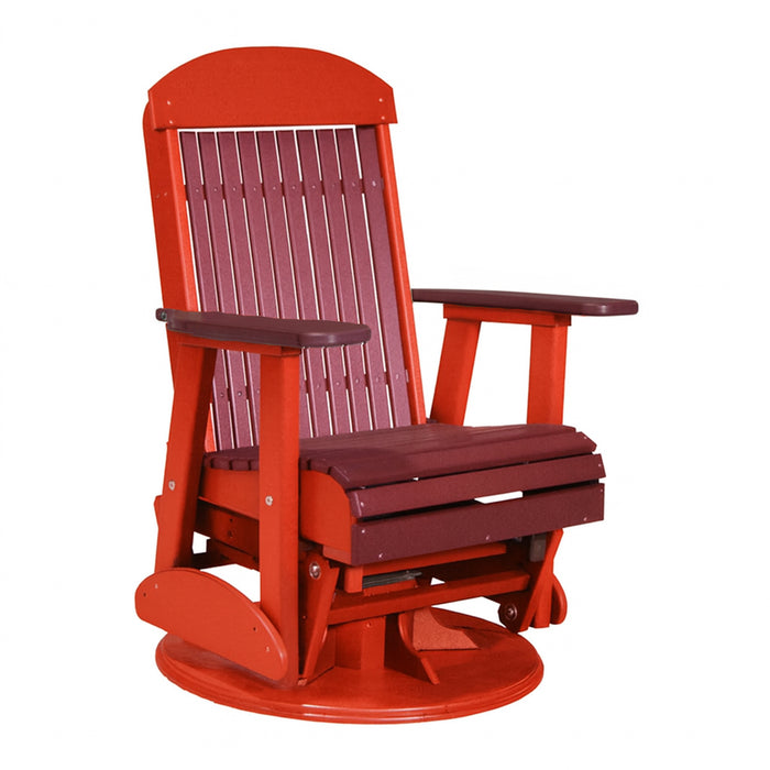 LuxCraft Cherry wood 2 foot Classic Highback Recycled Plastic Swivel Glider Chair With Cup Holder