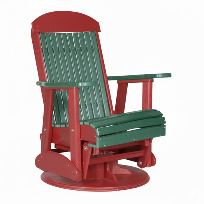 LuxCraft Green 2 foot Classic Highback Recycled Plastic Swivel Glider Chair With Cup Holder