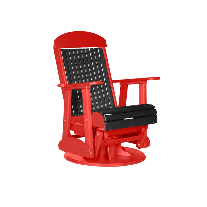 LuxCraft Black 2 foot Classic Highback Recycled Plastic Swivel Glider Chair With Cup Holder