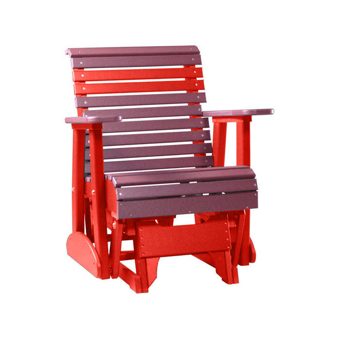 LuxCraft Cherry wood 2 foot Rollback Recycled Plastic Glider Chair With Cup Holder