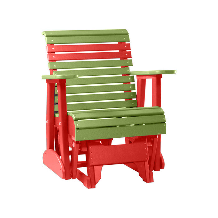 LuxCraft Lime Green 2 foot Rollback Recycled Plastic Glider Chair With Cup Holder