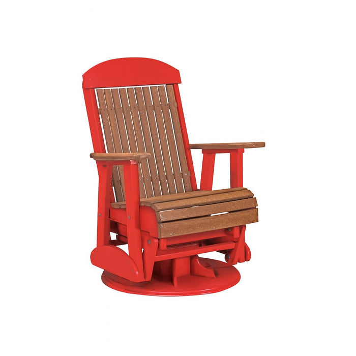 LuxCraft Antique Mahogany 2 foot Classic Highback Recycled Plastic Swivel Glider Chair With Cup Holder