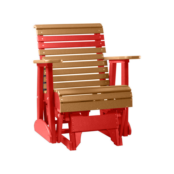 LuxCraft Cedar 2 foot Rollback Recycled Plastic Glider Chair With Cup Holder