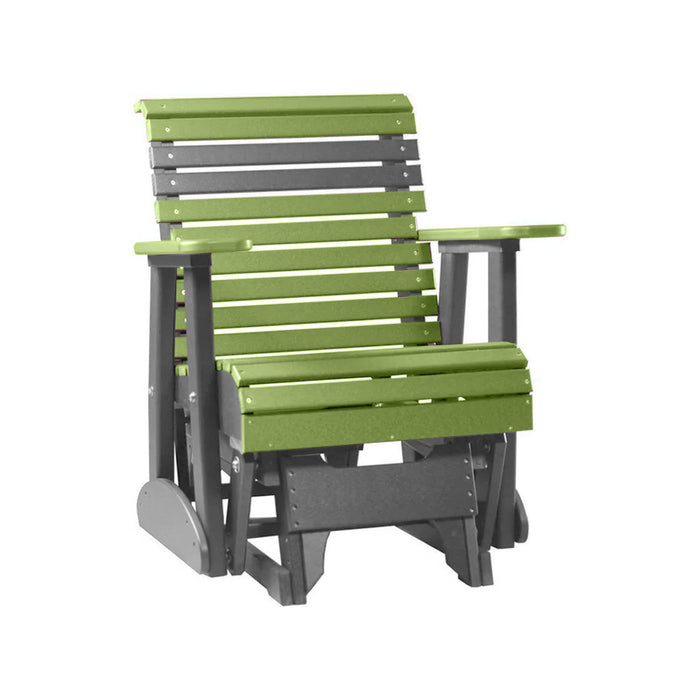 LuxCraft Lime Green 2 foot Rollback Recycled Plastic Glider Chair With Cup Holder