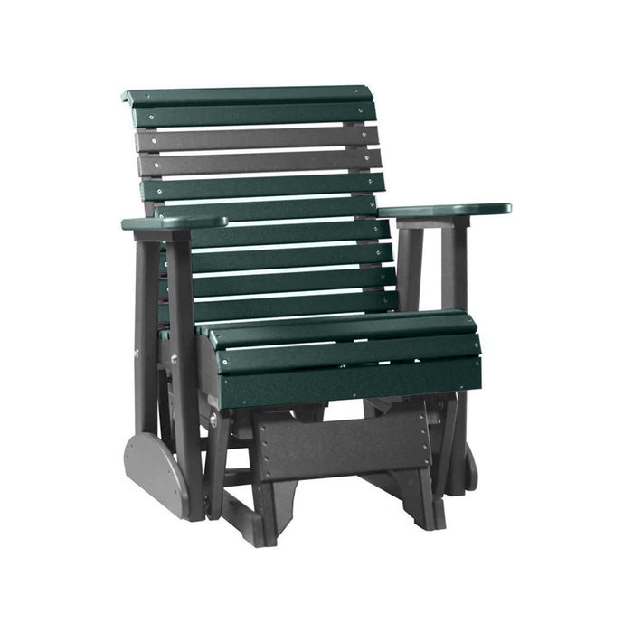 LuxCraft Green 2 foot Rollback Recycled Plastic Glider Chair With Cup Holder