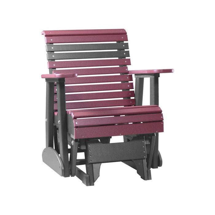 LuxCraft Cherry wood 2 foot Rollback Recycled Plastic Glider Chair With Cup Holder