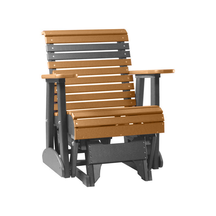 LuxCraft Cedar 2 foot Rollback Recycled Plastic Glider Chair With Cup Holder