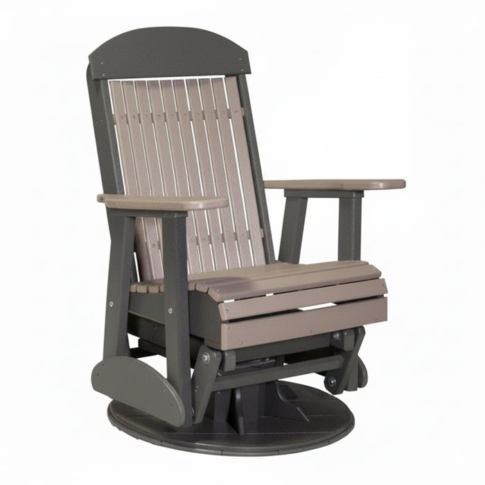 LuxCraft Weatherwood 2 foot Classic Highback Recycled Plastic Swivel Glider Chair
