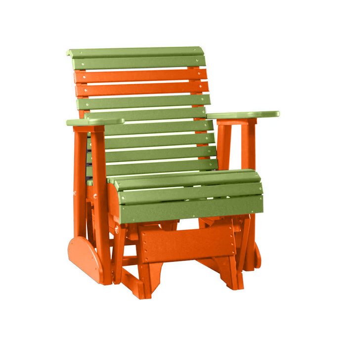LuxCraft Lime Green 2 foot Rollback Recycled Plastic Glider Chair With Cup Holder