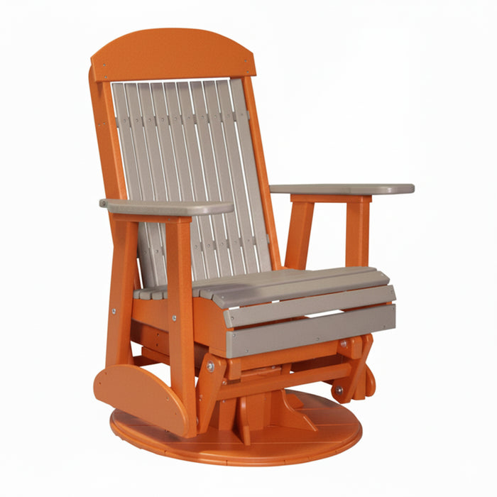 LuxCraft Weatherwood 2 foot Classic Highback Recycled Plastic Swivel Glider Chair