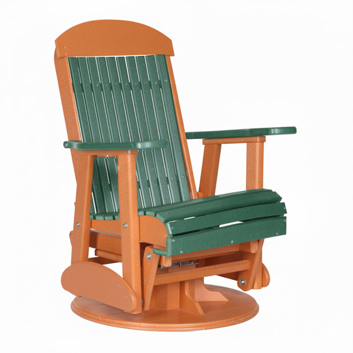LuxCraft Green 2 foot Classic Highback Recycled Plastic Swivel Glider Chair With Cup Holder