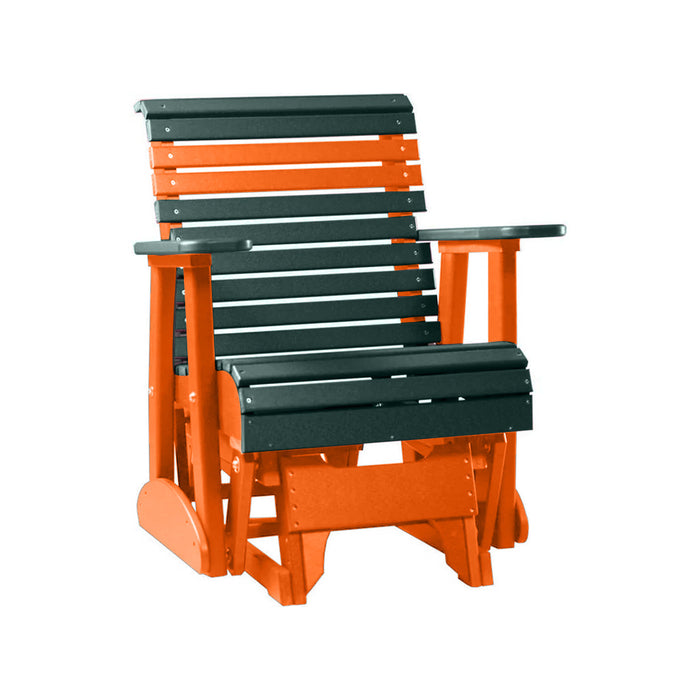 LuxCraft Green 2 foot Rollback Recycled Plastic Glider Chair With Cup Holder