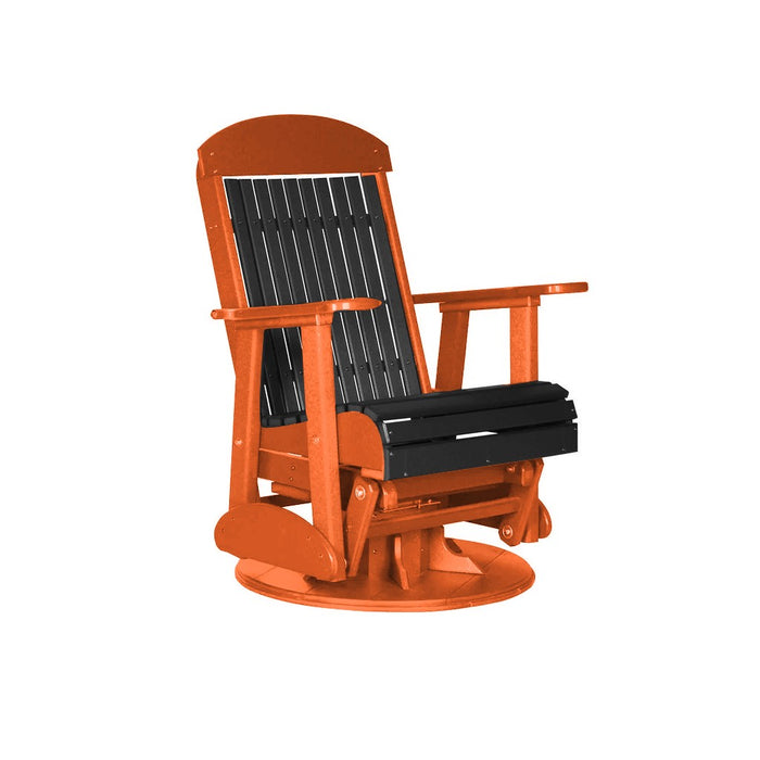 LuxCraft Black 2 foot Classic Highback Recycled Plastic Swivel Glider Chair With Cup Holder