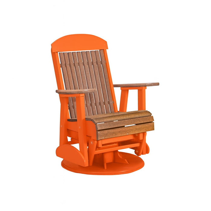 LuxCraft Antique Mahogany 2 foot Classic Highback Recycled Plastic Swivel Glider Chair With Cup Holder