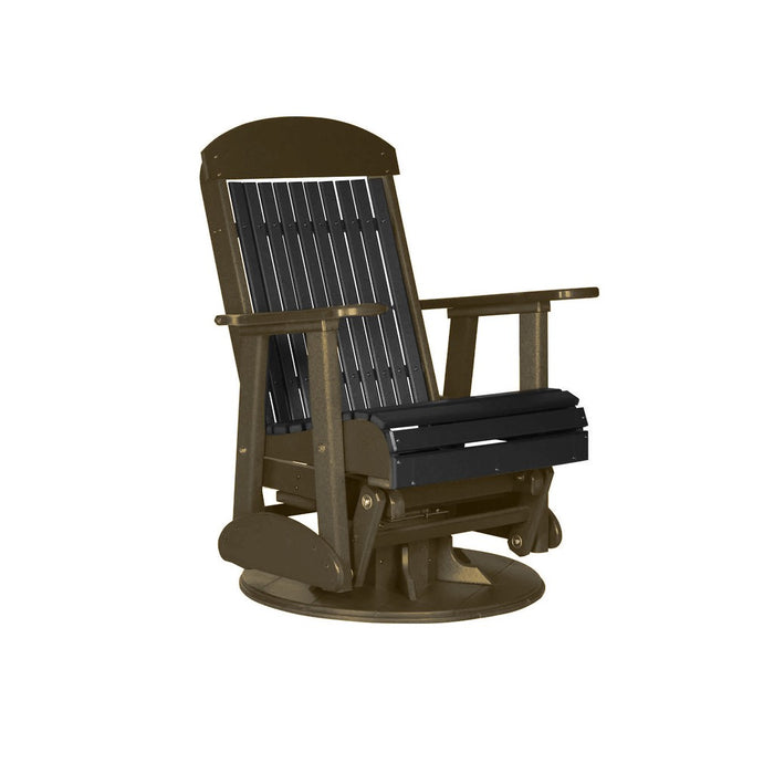 LuxCraft Black 2 foot Classic Highback Recycled Plastic Swivel Glider Chair With Cup Holder