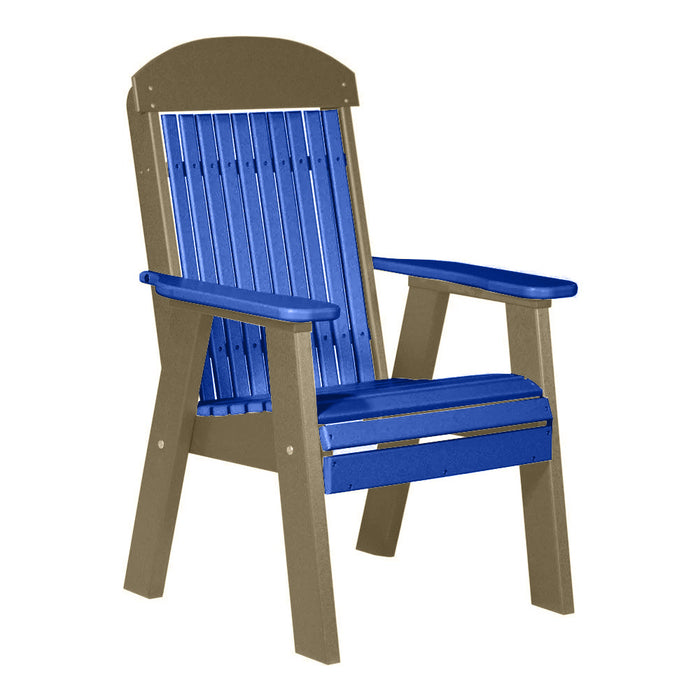 LuxCraft Blue 2' Classic Highback Recycled Plastic Chair With Cup Holder
