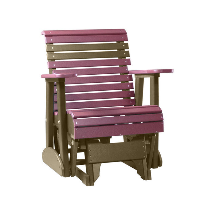 LuxCraft Cherry wood 2 foot Rollback Recycled Plastic Glider Chair With Cup Holder