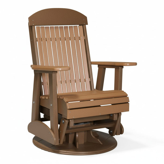 LuxCraft Cedar 2 foot Classic Highback Recycled Plastic Swivel Glider Chair