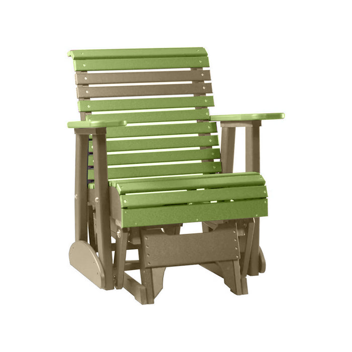 LuxCraft Lime Green 2 foot Rollback Recycled Plastic Glider Chair With Cup Holder