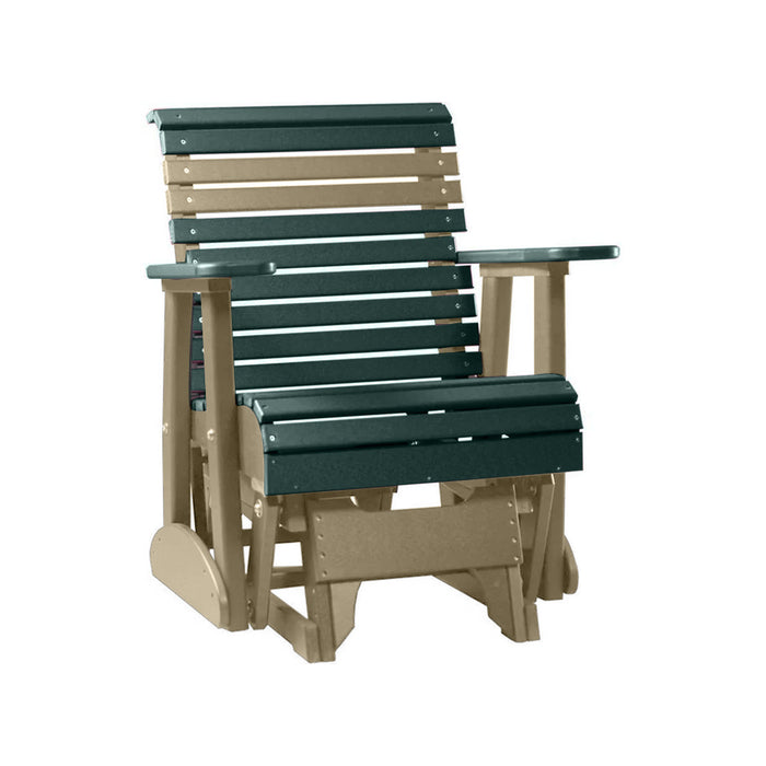 LuxCraft Green 2 foot Rollback Recycled Plastic Glider Chair With Cup Holder