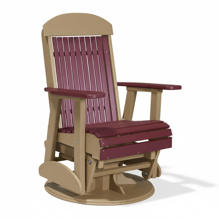 LuxCraft Cherry wood 2 foot Classic Highback Recycled Plastic Swivel Glider Chair With Cup Holder