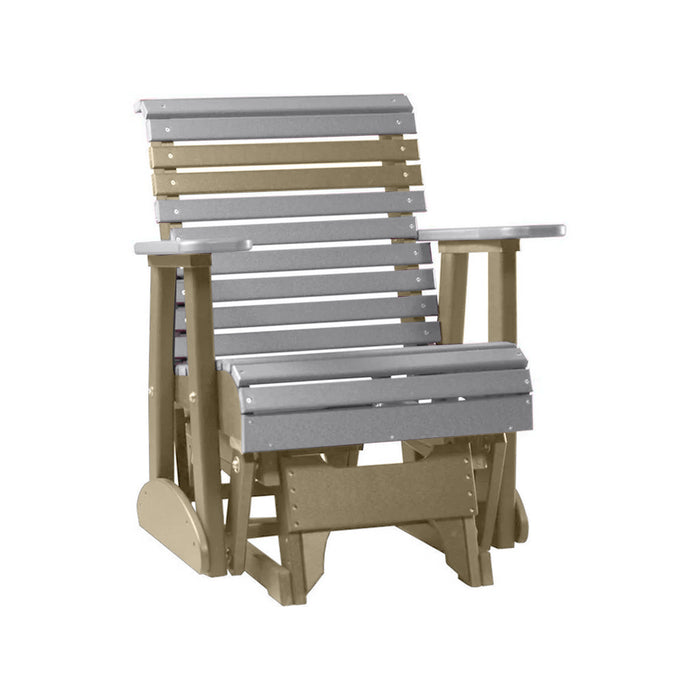 LuxCraft Gray 2 foot Rollback Recycled Plastic Glider Chair